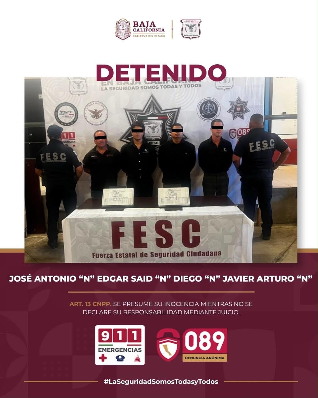 DETIENE FUERZA ESTATAL A FALSOS ESCOLTAS EN TIJUANA