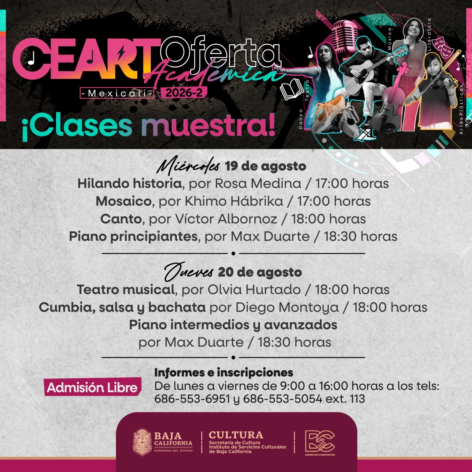 CEART MEXICALI ABRE SUS PUERTAS CON CLASES MUESTRA GRATUITAS DE SU OFERTA ACADÉMICA 2026-2