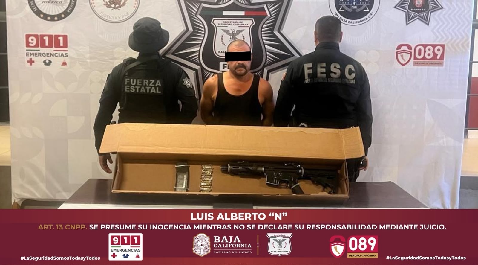 ASEGURAN FESC Y FGR A HOMBRE EN POSESIÓN DE UN FUSIL DURANTE PATRULLAJE PREVENTIVO